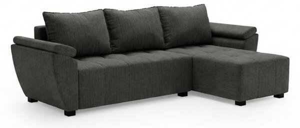 Razvlačna kutna garnitura L LIVARO 251x140 cm, tamno siva, univerzalna