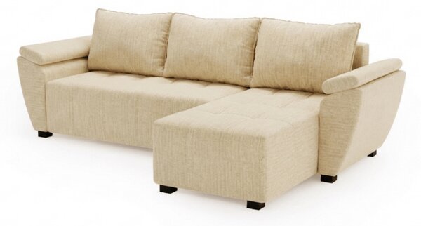 Razvlačna kutna garnitura L LIVARO 305x140 cm, krem, univerzalna