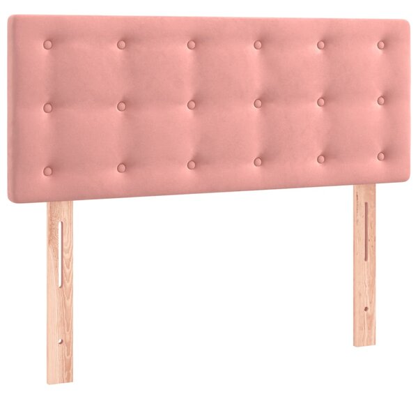 Krevet box spring s madracem LED ružičasti 100x200cm baršunasti - Ružičasti / 100 x 200 cm
