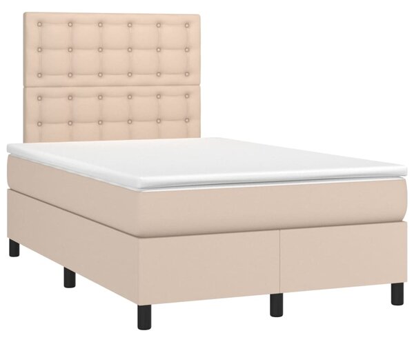 Krevet box spring madrac LED cappuccino 120x200cm umjetna koža - Smeđa / 120 x 200 cm