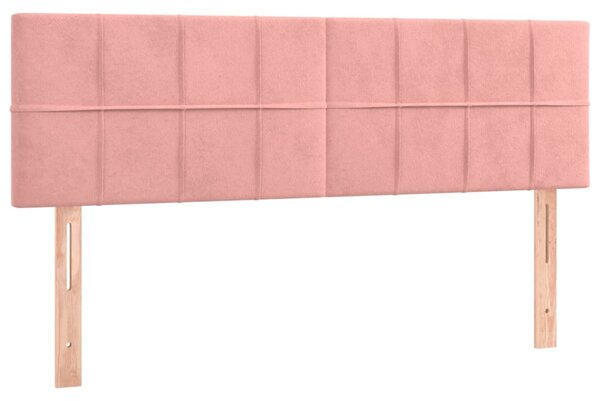 Krevet box spring s madracem LED ružičasti 140x190cm baršunasti - Ružičasti / 140 x 190 cm