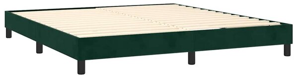 Krevet box spring s madracem LED tamnozeleni 180x200 cm baršun - Zelena / 180 x 200 cm