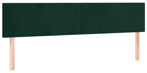 Krevet box spring s madracem LED tamnozeleni 180x200 cm baršun - Zelena / 180 x 200 cm