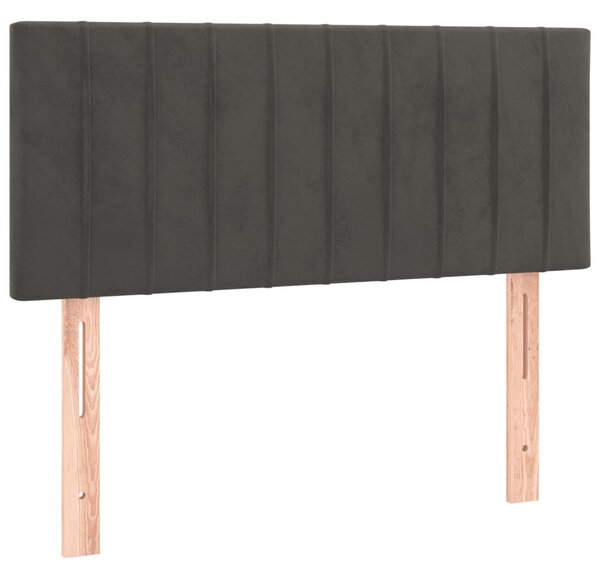 Krevet box spring s madracem LED tamnosivi 100x200 cm baršun - Siva / 100 x 200 cm