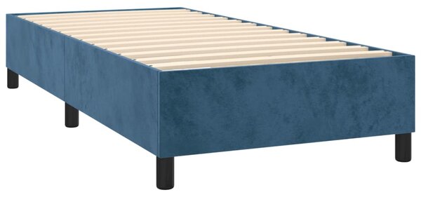 Krevet box spring s madracem LED tamnoplavi 80 x 200 cm baršun - Plava / 80 x 200 cm