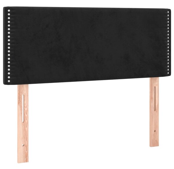 Krevet box spring s madracem LED crni 90x200 cm baršun - Crna / 90 x 200 cm