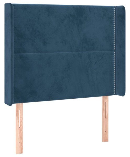Krevet box spring s madracem LED tamnoplavi 80 x 200 cm baršun - Plava / 80 x 200 cm