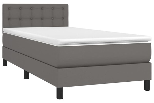 Krevet box spring s madracem LED sivi 100x200cm od umjetne kože - Siva / 100 x 200 cm