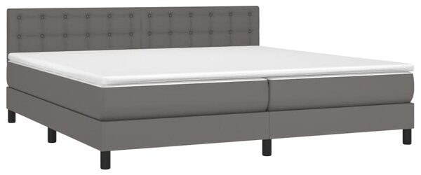 Krevet box spring s madracem LED sivi 200x200cm od umjetne kože - Siva / 200 x 200 cm