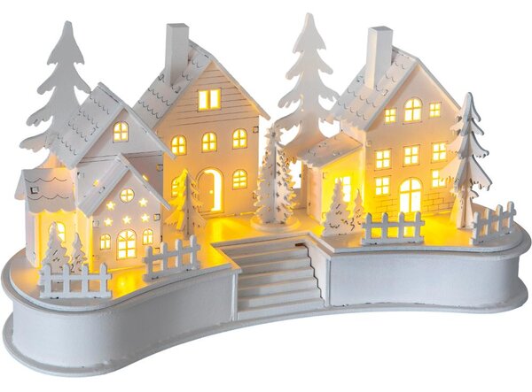 Bijelo drveno selo 6 LED rasvjetom RXL 407 (bijela)