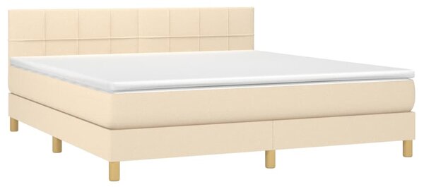 Krevet box spring s madracem LED krem 180x200 cm od tkanine - Krema / 180 x 200 cm