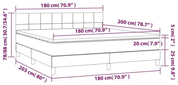 Krevet box spring s madracem LED krem 180x200 cm od tkanine - Krema / 180 x 200 cm