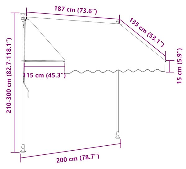 Tenda na ručno uvlačenje 200 cm narančasto-smeđa - Šarena / N/A