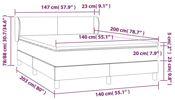 Krevet s oprugama i madracem crni 140 x 200 cm od umjetne kože - Crna / 140 x 200 cm
