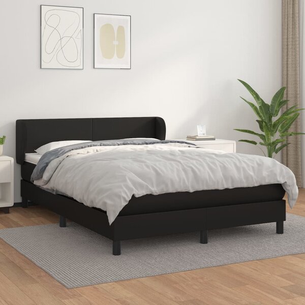 Krevet s oprugama i madracem crni 140 x 200 cm od umjetne kože - Crna / 140 x 200 cm