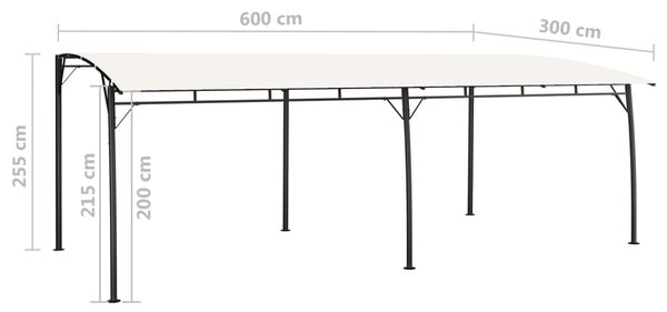 Vrtna nadstrešnica 6 x 3 x 2,55 m krem - Krema / 6 x 3 x 2.55 m