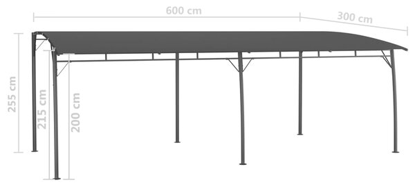 Vrtna nadstrešnica 6 x 3 x 2,55 m antracit - Antracitno siva / 6 x 3 x 2.55 m