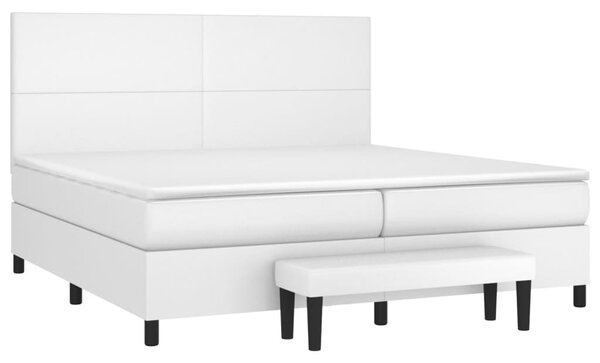 Krevet s oprugama i madracem bijeli 200x200 cm umjetna koža - Bijela / 200 x 200 cm