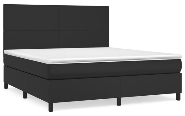 Krevet s oprugama i madracem crni 180 x 200 cm od umjetne kože - Crna / 180 x 200 cm
