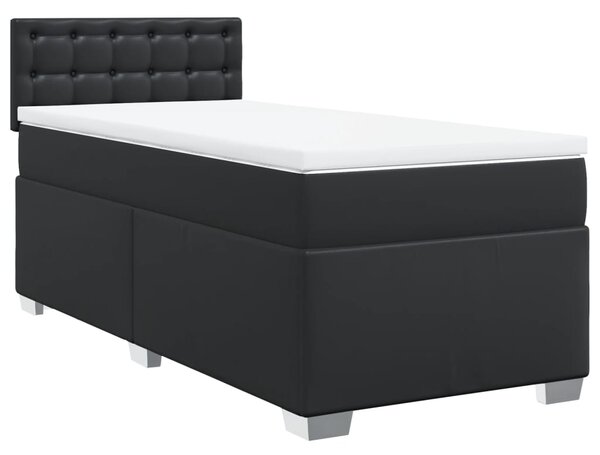 Krevet s oprugama i madracem crni 80 x 200 cm od umjetne kože - Crna / 80 x 200 cm