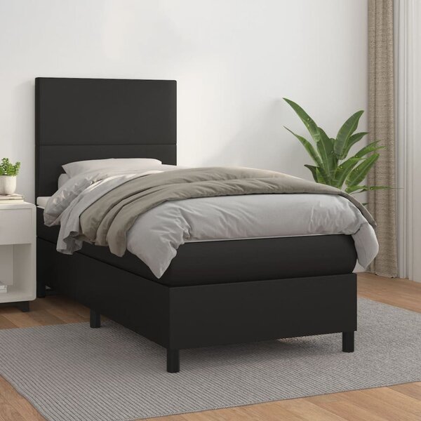 Krevet s oprugama i madracem crni 80 x 200 cm od umjetne kože - Crna / 80 x 200 cm