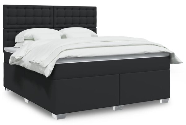 Krevet s oprugama i madracem crni 180 x 200 cm od umjetne kože - Crna / 180 x 200 cm