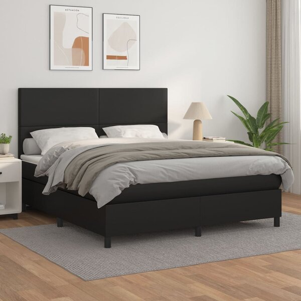 Krevet s oprugama i madracem crni 180 x 200 cm od umjetne kože - Crna / 180 x 200 cm