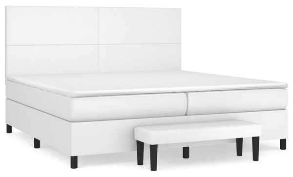 Krevet s oprugama i madracem bijeli 200x200 cm umjetna koža - Bijela / 200 x 200 cm