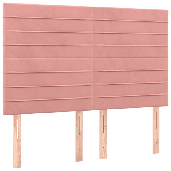 Krevet box spring s madracem LED ružičasti 140x200cm baršunasti - Ružičasti / 140 x 200 cm