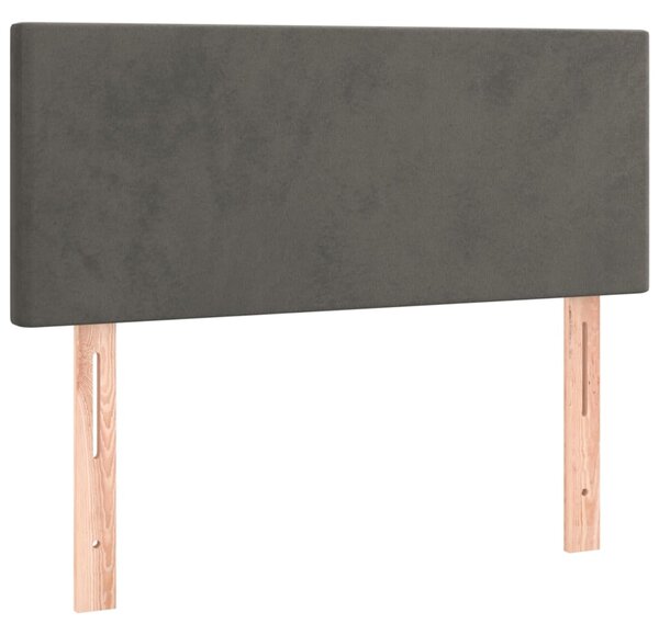 Krevet box spring s madracem LED tamnosivi 90x190 cm baršun - Siva / 90 x 190 cm