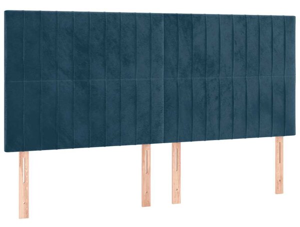Krevet box spring s madracem LED tamnoplavi 200x200 cm baršun - Plava / 200 x 200 cm