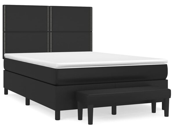 Krevet s oprugama i madracem crni 140 x 190 cm od umjetne kože - Crna / 140 x 190 cm