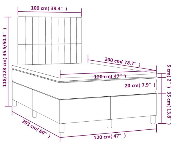 Box spring krevet s madracem tamnoplavi 120 x 200 cm baršunasti - Plava / 120 x 200 cm