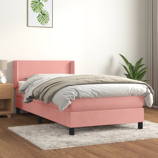 Box spring krevet s madracem ružičasti 80 x 200 cm baršunasti - Ružičasti / 80 x 200 cm