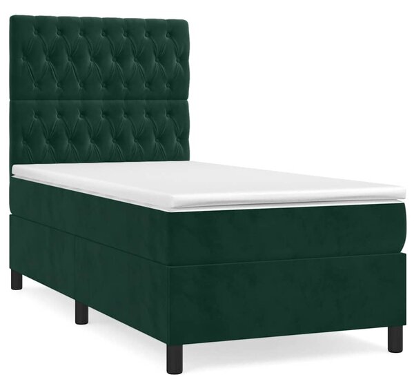 Box spring krevet s madracem tamnozeleni 80 x 200 cm baršunasti - Zelena / 80 x 200 cm