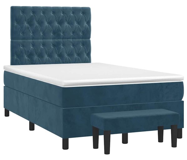 Box spring krevet s madracem tamnoplavi 120 x 200 cm baršunasti - Plava / 120 x 200 cm