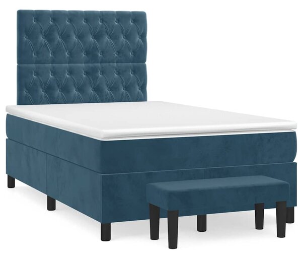 Box spring krevet s madracem tamnoplavi 120 x 200 cm baršunasti - Plava / 120 x 200 cm