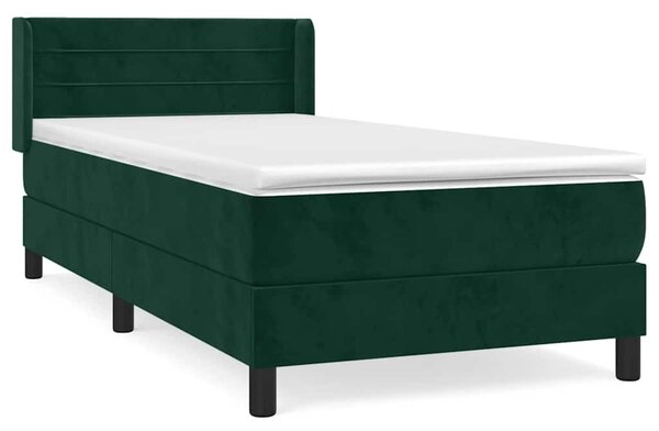 Box spring krevet s madracem tamnozeleni 80 x 200 cm baršunasti - Zelena / 80 x 200 cm