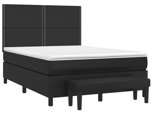 Krevet s oprugama i madracem crni 140 x 190 cm od umjetne kože - Crna / 140 x 190 cm