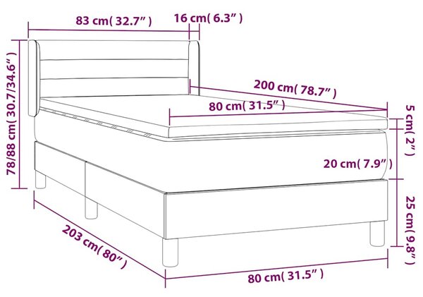Box spring krevet s madracem tamnozeleni 80 x 200 cm baršunasti - Zelena / 80 x 200 cm