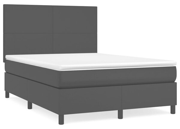 Krevet s oprugama i madracem crni 140 x 190 cm od umjetne kože - Crna / 140 x 190 cm