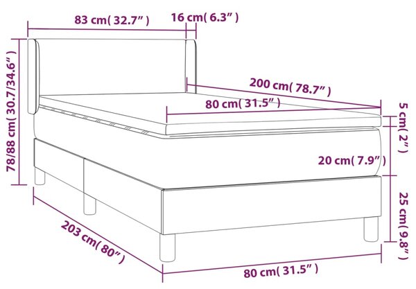 Box spring krevet s madracem ružičasti 80 x 200 cm baršunasti - Ružičasti / 80 x 200 cm