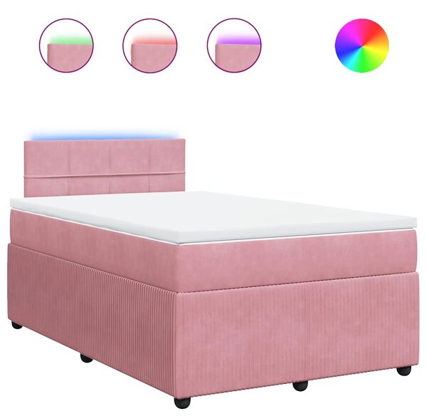 Box spring krevet s madracem ružičasti 120 x 200 cm baršunasti - Ružičasti / 120 x 200 cm