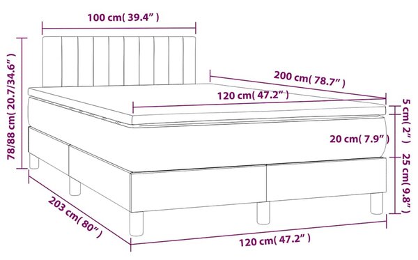 Box spring krevet s madracem tamnozeleni 120x200 cm baršunasti - Zelena / 120 x 200 cm