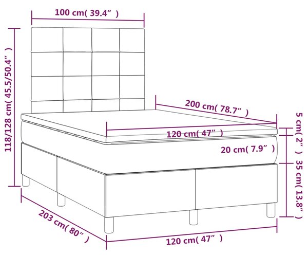 Box spring krevet s madracem ružičasti 120 x 200 cm baršunasti - Ružičasti / 120 x 200 cm