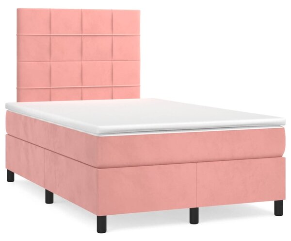 Box spring krevet s madracem ružičasti 120 x 200 cm baršunasti - Ružičasti / 120 x 200 cm