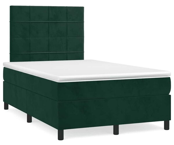 Box spring krevet s madracem tamnozeleni 120x200 cm baršunasti - Zelena / 120 x 200 cm