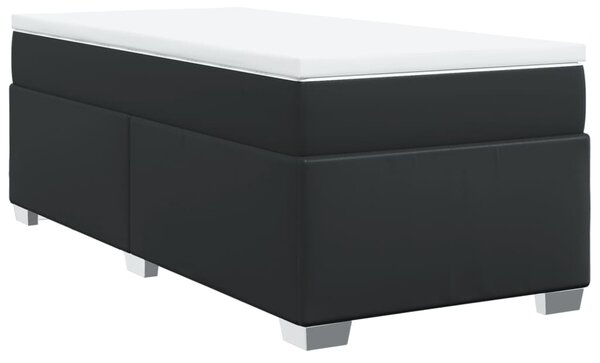Krevet s oprugama i madracem crni 90 x 200 cm od umjetne kože - Crna / 90 x 200 cm