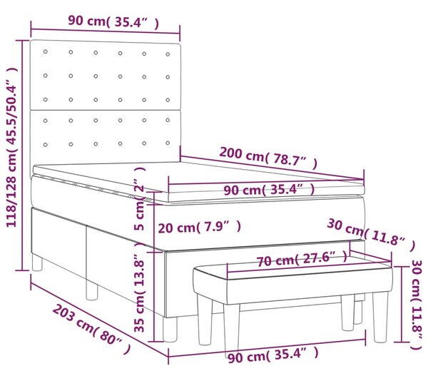 Krevet s oprugama i madracem crni 90 x 200 cm od umjetne kože - Crna / 90 x 200 cm