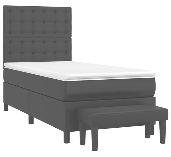 Krevet s oprugama i madracem crni 90 x 200 cm od umjetne kože - Crna / 90 x 200 cm